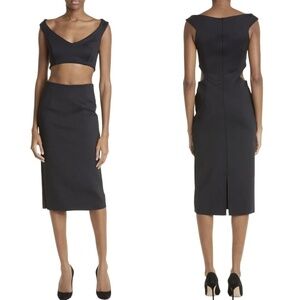 NWT Mother of All Clio Cutout Sheath Midi Dress In Black Sz. S